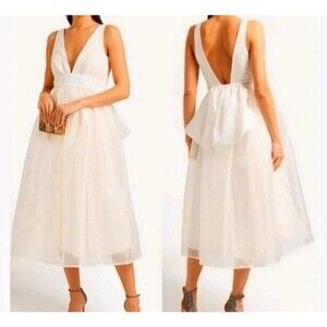 NEW Sachin & Babi Size 8 Carmina Organza Midi Bow Dress Wedding Elegant Princess